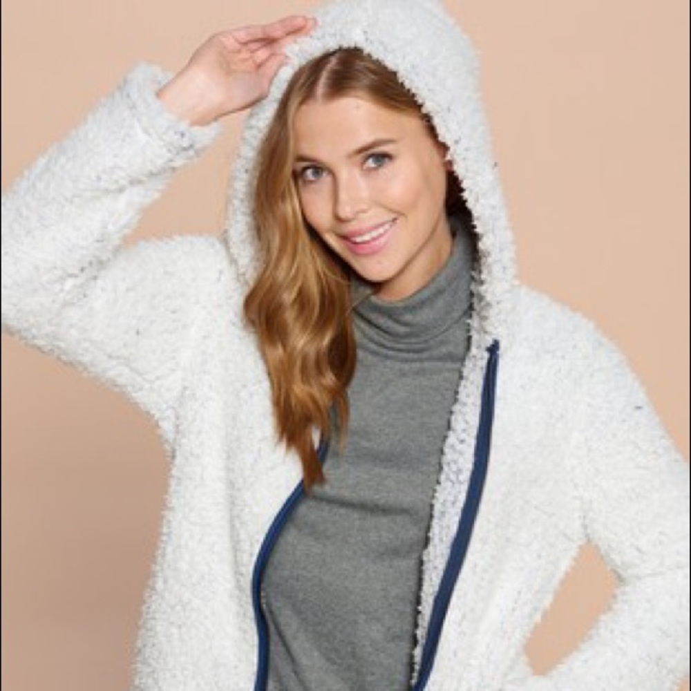 Faux fur zip-up hoodies